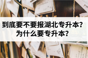 到底要不要報(bào)湖北專升本？為什么要專升本？