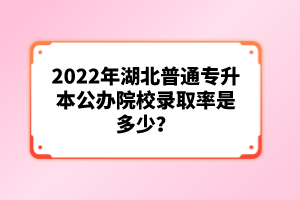 2022年湖北普通專升本公辦院校錄取率是多少？