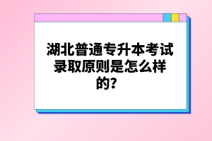 湖北普通專升本考試錄取原則是怎么樣的？