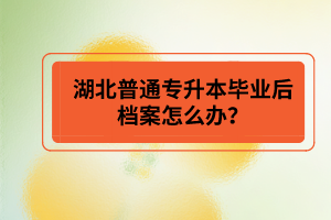 湖北普通專升本畢業(yè)后檔案怎么辦？