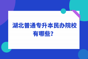 2022年湖北普通專升本民辦院校有哪些？