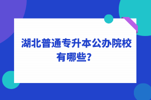 湖北普通專(zhuān)升本公辦院校有哪些？