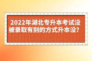 2022年湖北專升本考試沒被錄取有別的方式升本沒？