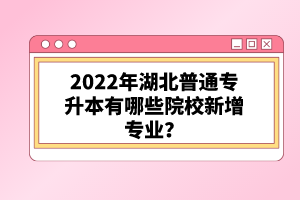 2022年湖北普通專升本有哪些院校新增專業(yè)？