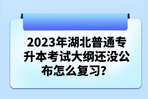 2023年湖北普通專升本考試大綱還沒公布怎么復(fù)習(xí)？