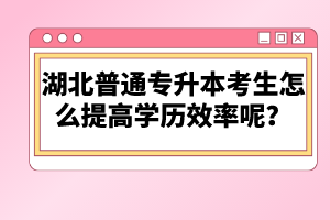 湖北普通專升本考生怎么提高學歷效率呢？