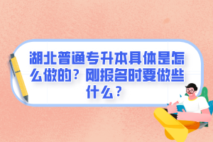 湖北普通專升本具體是怎么做的？剛報名時要做些什么？