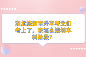 湖北統(tǒng)招專升本考生們考上了，該怎么規(guī)劃本科階段？